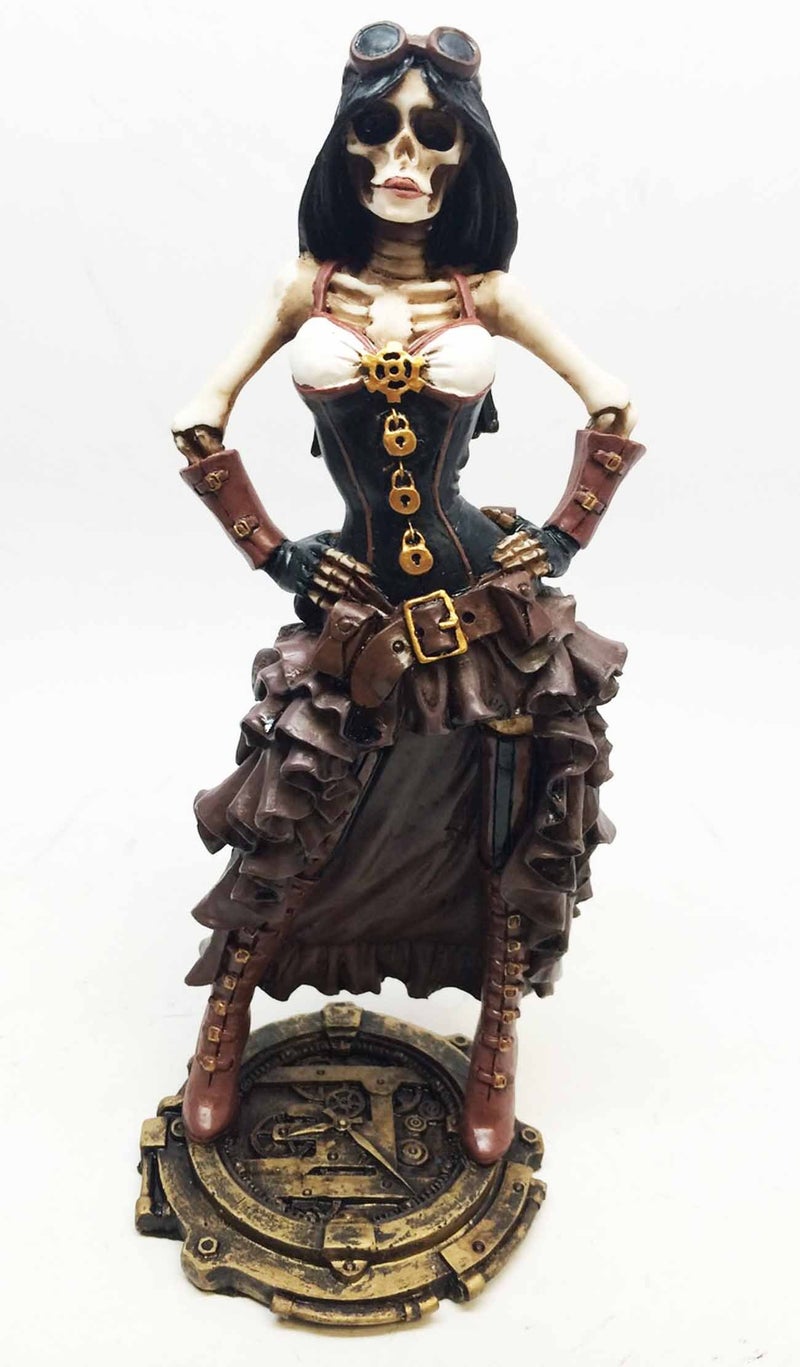 ATL Steampunk Lady Officer Skeleton Sculpture Investigating Crime Scene Figurine - Image 1